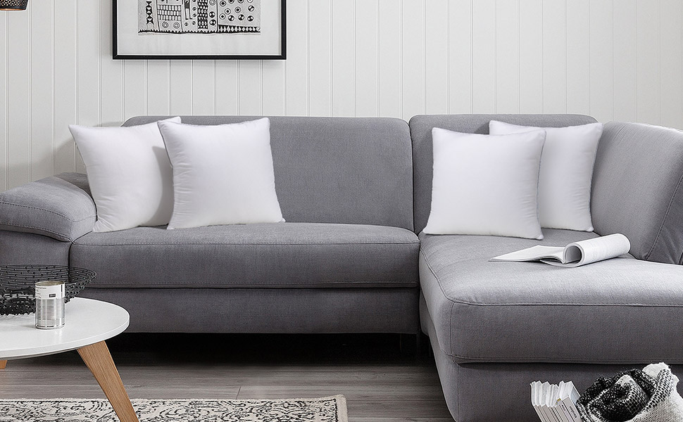 COOKEY Throw Pillow Insert (Pack of 4) 18 x 18 Pillow Inserts for Couch, Sofa, Bed Indoor