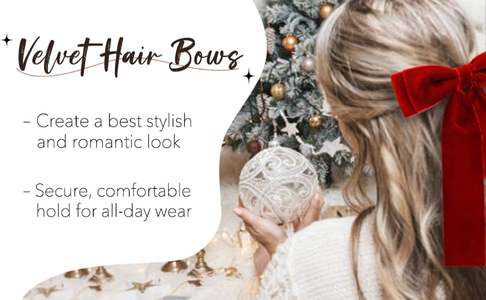 Hair Bows for Women Girls Velvet Hair Ribbon Black Bow Hair Clips Vintage Hair Accessories