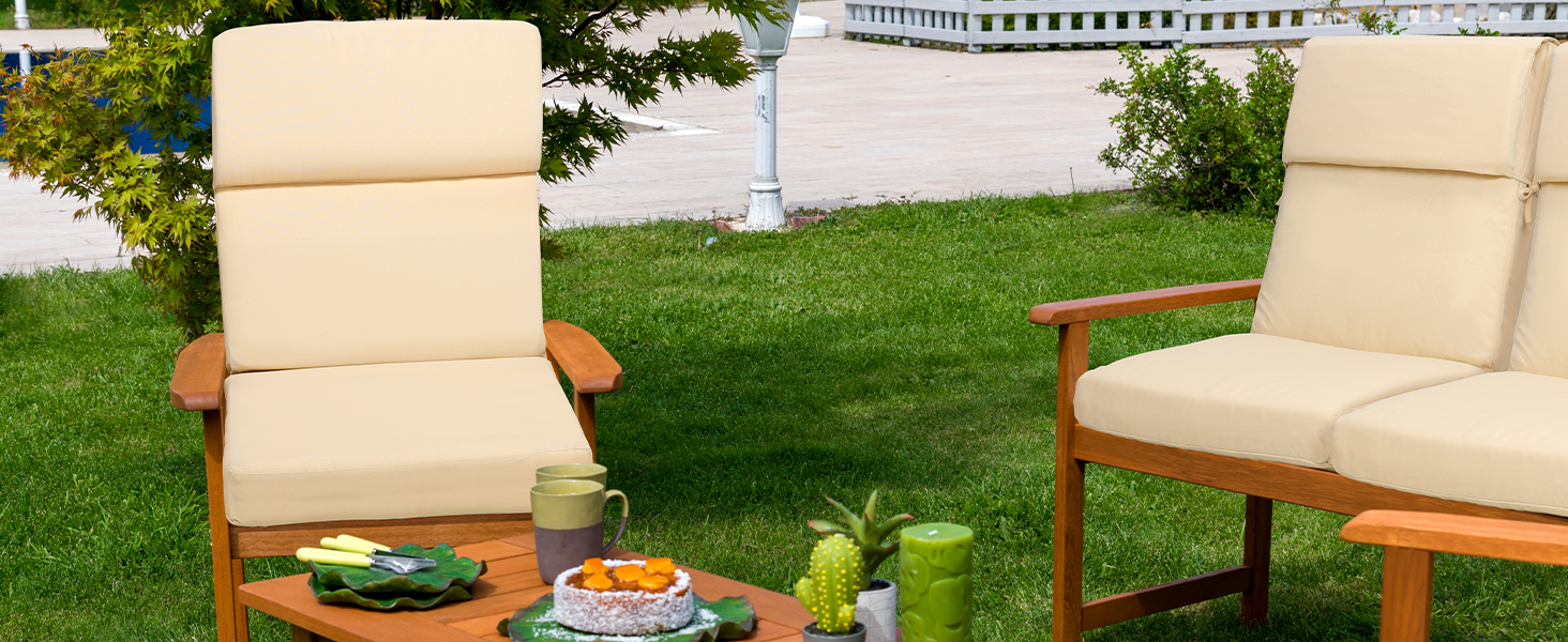 BPS Indoor Outdoor High Back Chair Cushions Set of 4, Exquisite Craft, UVResistant