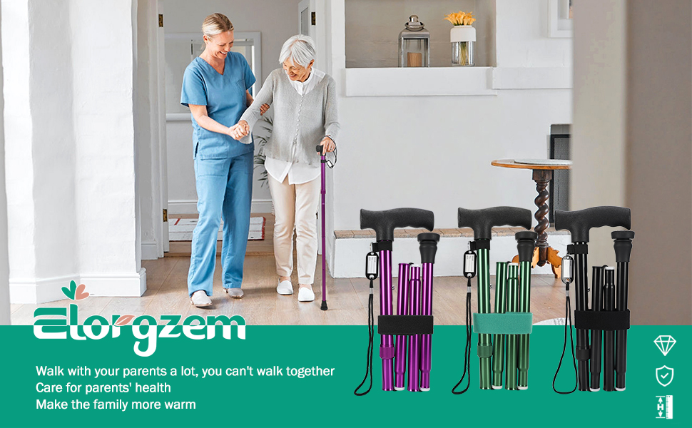 Adjustable Folding Walking Stick, Five Sizes Adjustable Walking Cane
