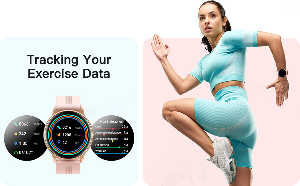 AGPTEK Smart Watches for Women, 5ATM Waterproof Swimming Watch Fitness