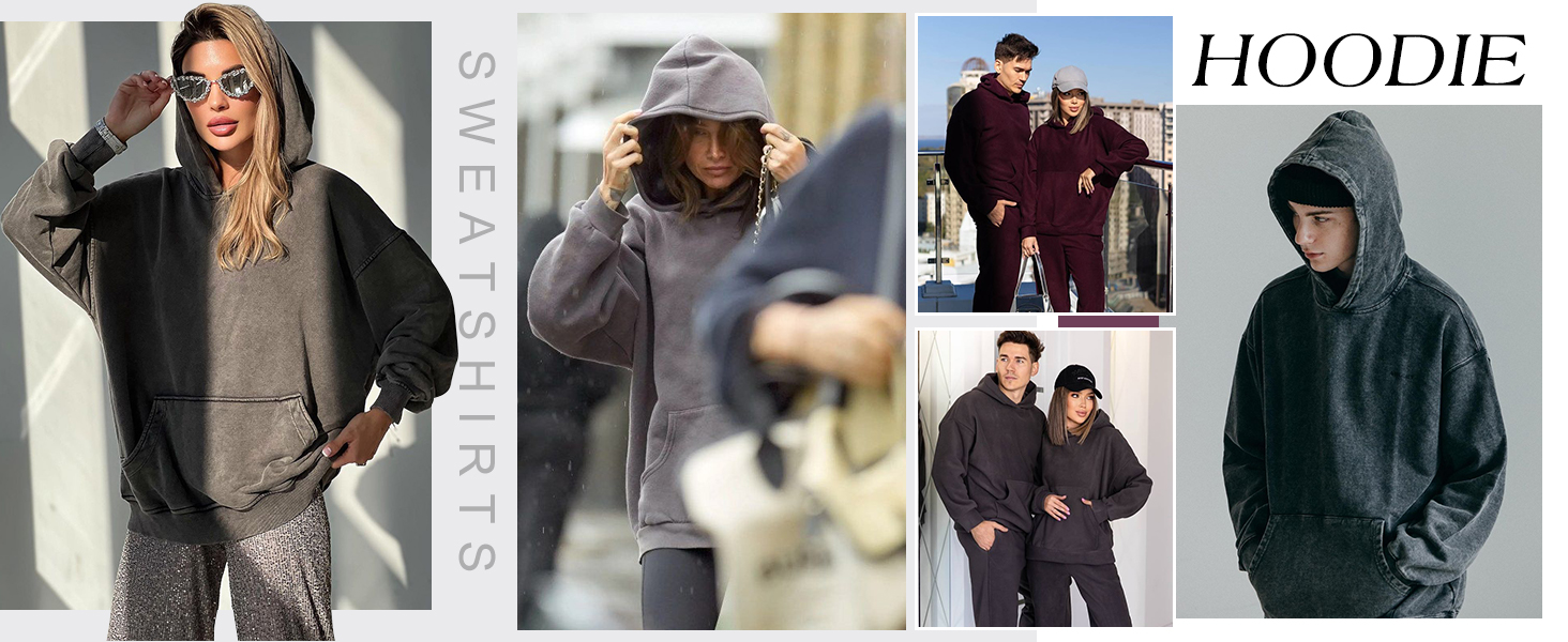 Baggy Hooded Sweatshirt Oversized Vintage Hoodie for Women