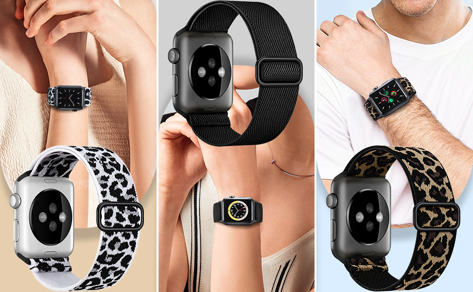 Stretchy Nylon Solo Loop Bands Compatible with Apple Watch