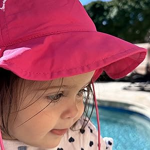 cute girl in pink sun uv protection hat by pool 1672 2 pack toddler infant kids