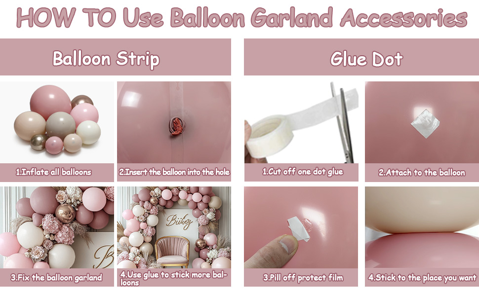 pink beige balloon arch