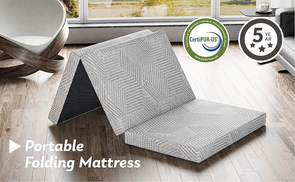 MLILY TriFold Memory Foam Mattress Topper, 4 inch Single