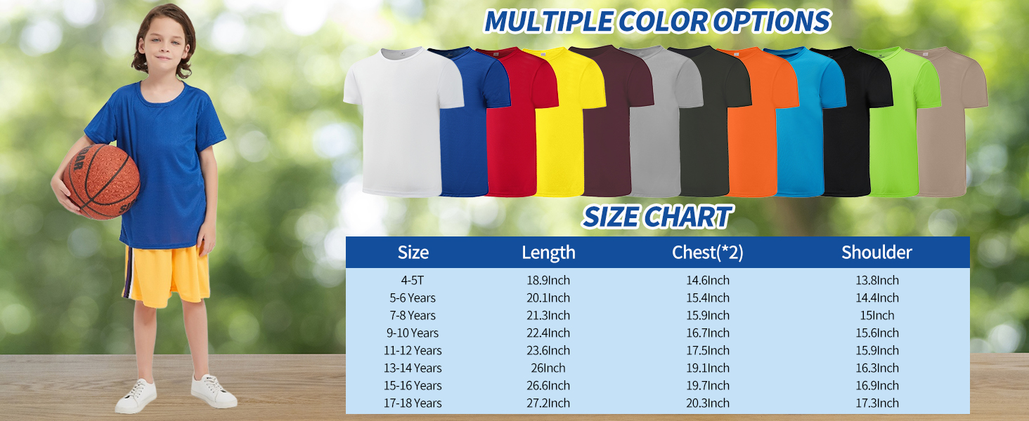 Boys Youth Kids Mesh Athletic Quick Dry T Shirts