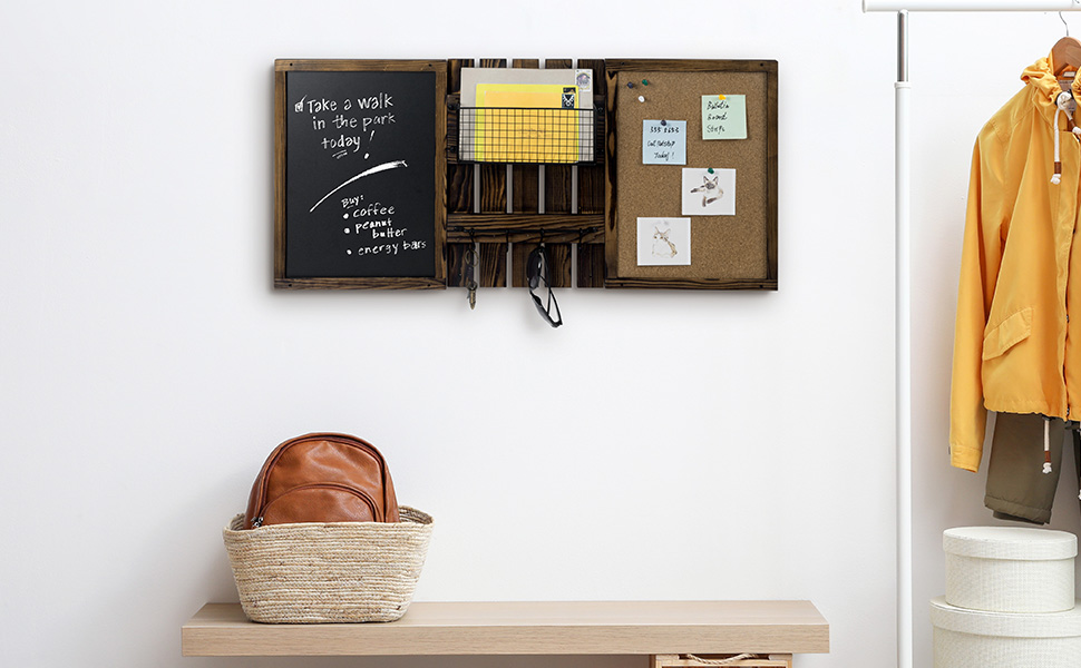 MyGift 3 Panel Wall Mounted Entryway Bulletin Board Combo