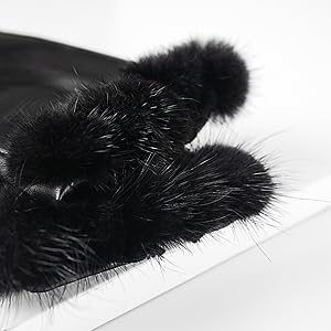 leather gloves women with fur cut