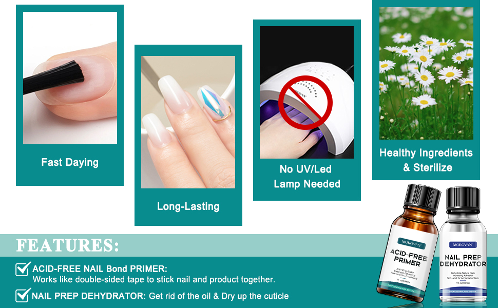 Morovan Nail Primer And Natural Nail Prep Dehydrate Set