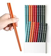 Chopsticks, 10 Pairs Reusable Fiberglass Chopsticks Multicolor Chinese Chopstick Dishwasher Safe,...