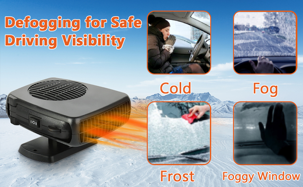 Showvigor Car Heater, Portable 12V Heater Demister Defroster 150W Anti