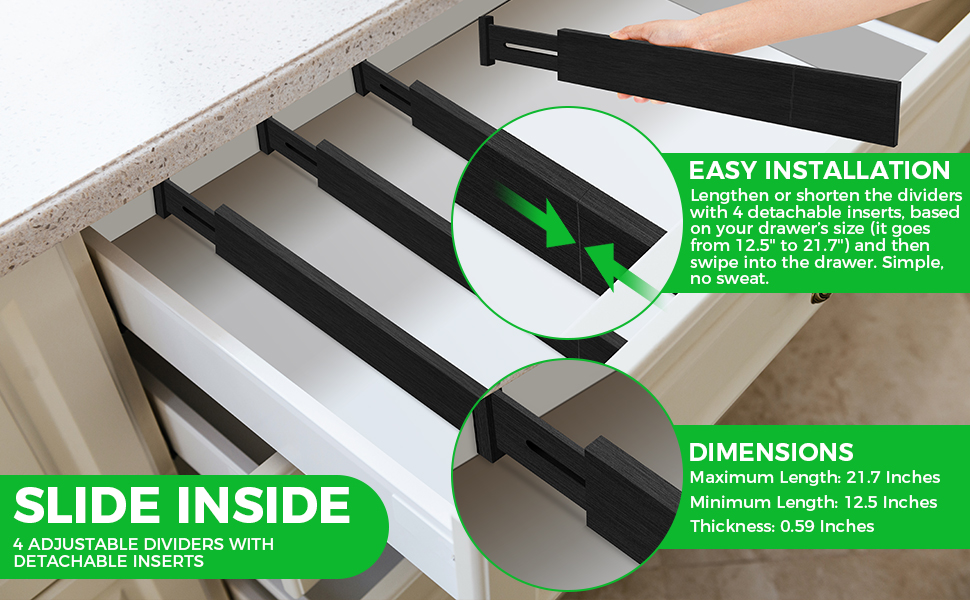 expandable drawer divider with insert