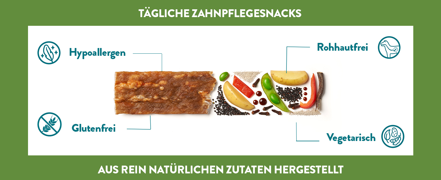 WHIMZEES Veggie-Wurst wird aus rein natürlichen Zutaten hergestellt