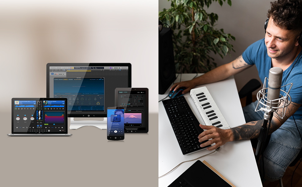 Asmuse 25 Key USB MIDI Keyboard, Bluetooth Sensitive Keys