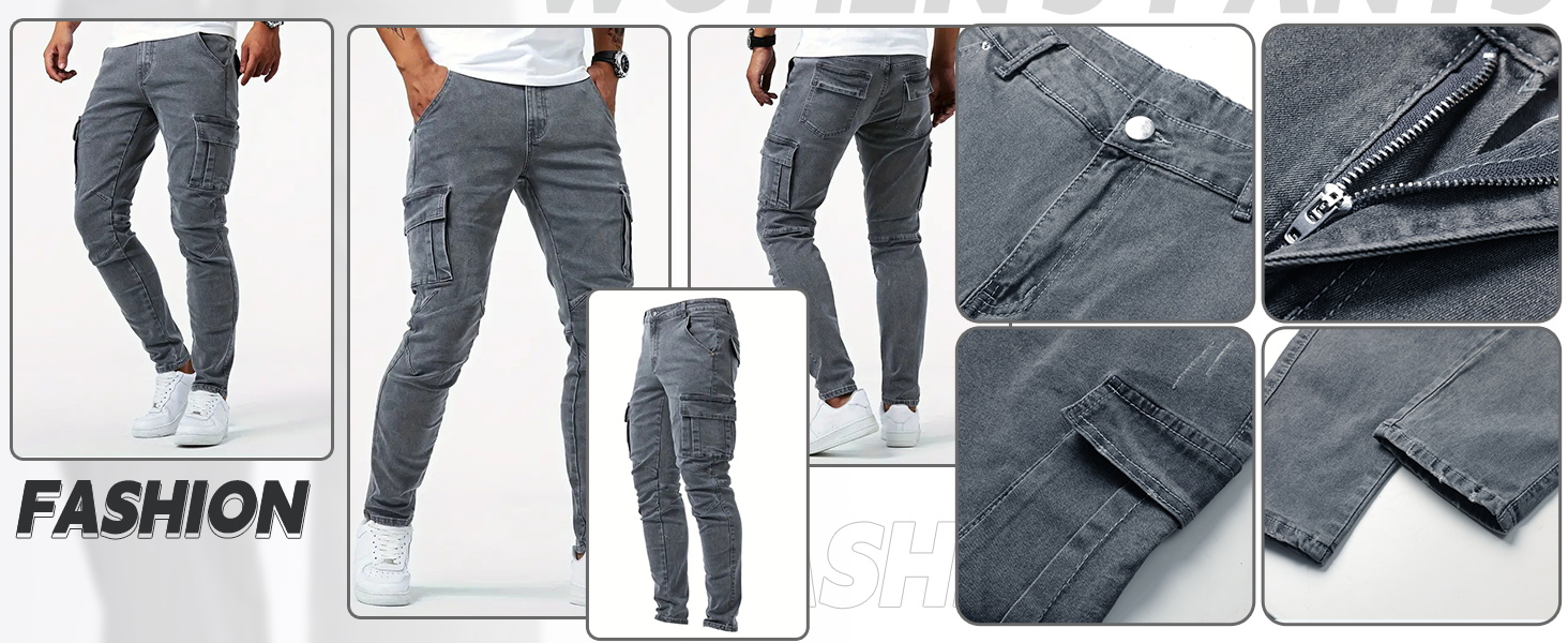 Men's  Slim Fit Multi Pocket Jeans