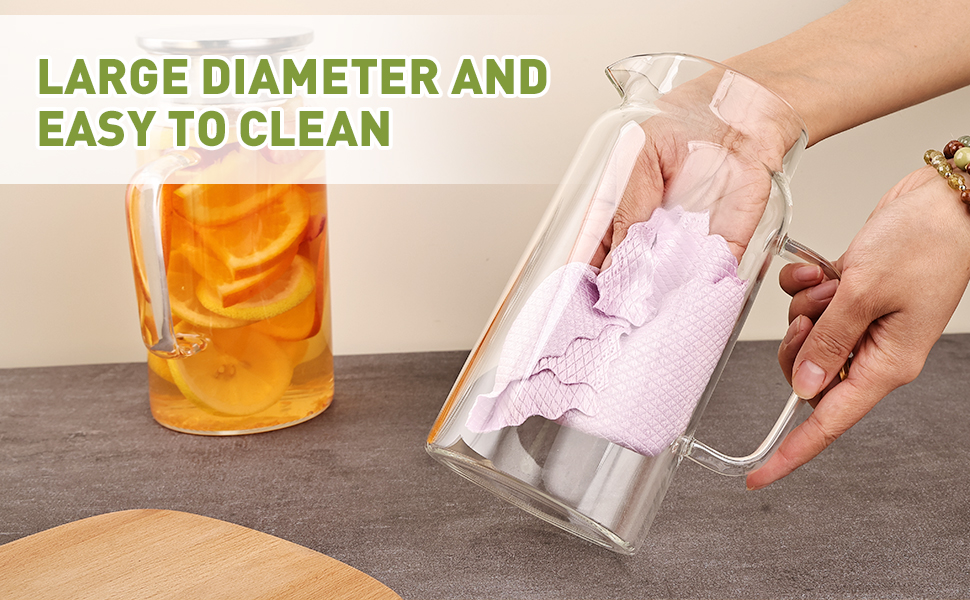 MICA Water Pitcher 2個セット Amazon.com: Set of 2 Glass Pitcher with Lid, 1200ml Leak