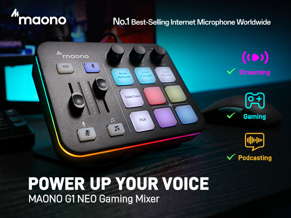 Amazon.com: MAONO Gaming Audio Mixer, Audio Interface with