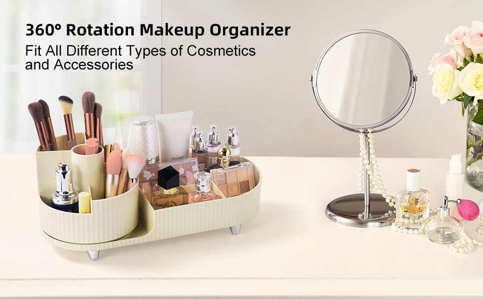 New Rotating Makeup Organizer, Large Capacity Makeup Desk