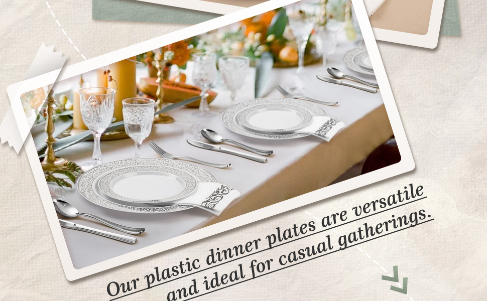 Bestluck 350PCS Silver Plastic Dinnerware Set for 50 Guests