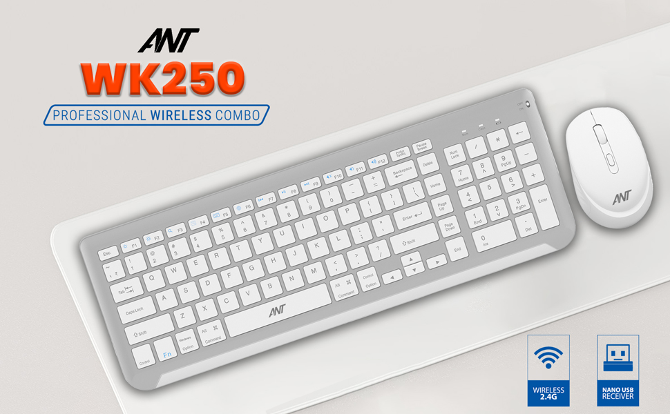 Ant WK250 Membrane Keyboard Professional Wireless Combo