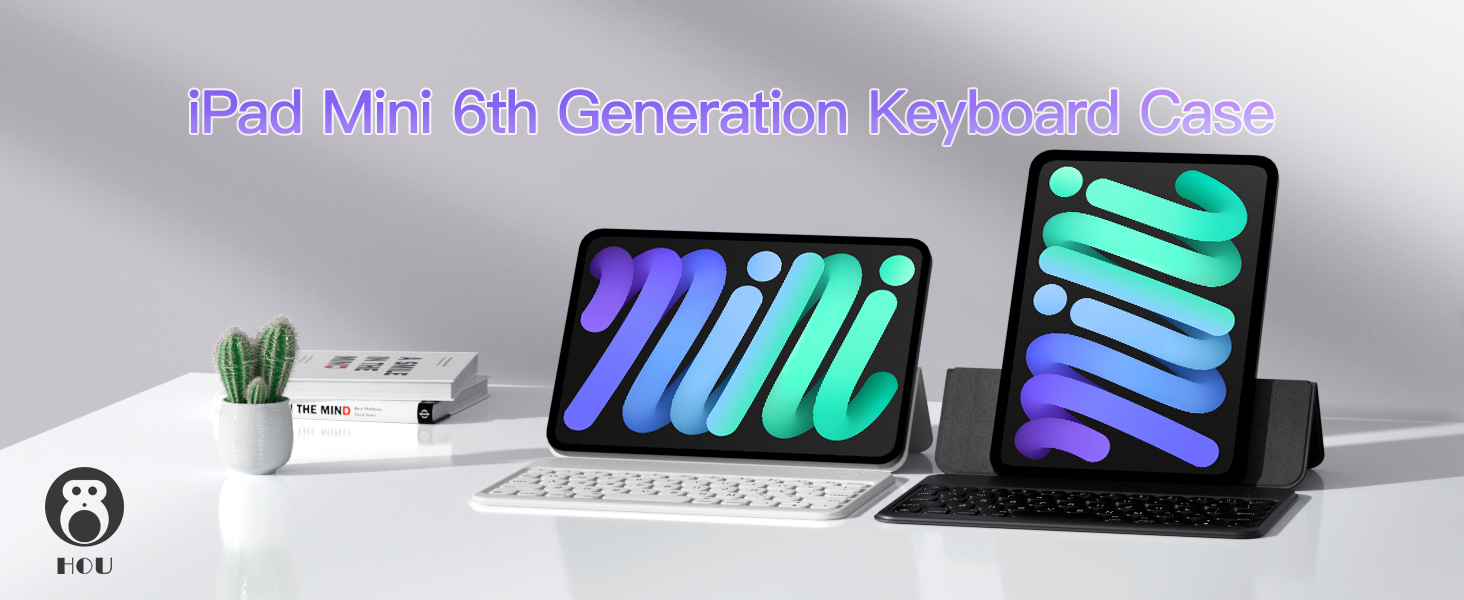 HOU iPad Mini 6 (8.3inch) Keyboard Case, Ultra Slim Folio