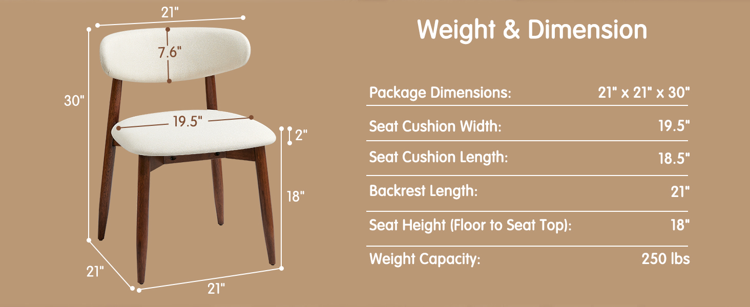the size of dining chairs