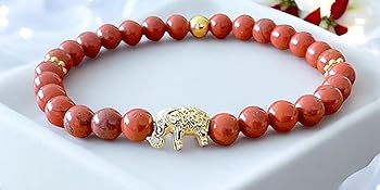Armband Handmade_in_Germany nachhaltiges_Armband Selenit Jaspis rot weiß gold Geschenk Glück Energie