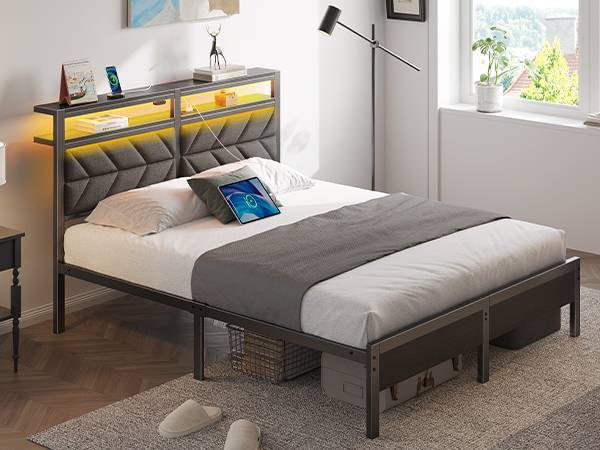 Amazon.com: Seventable Bed Frame Twin Size with Charging