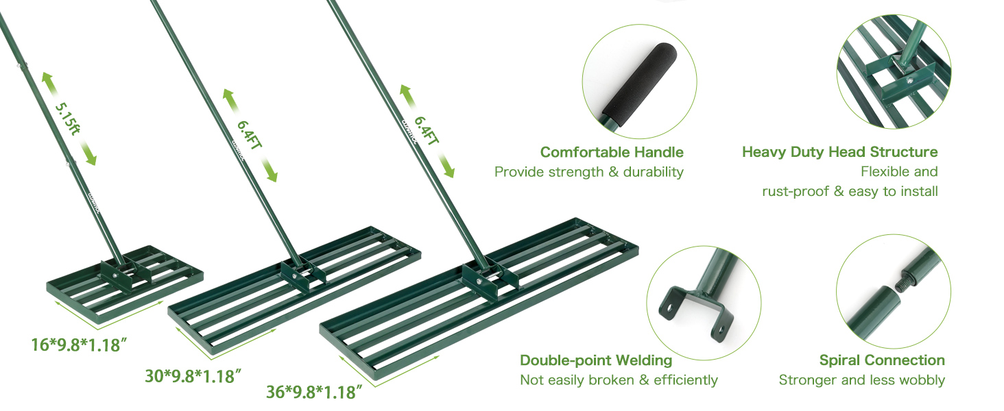 Râteau de nivellement de la pelouse