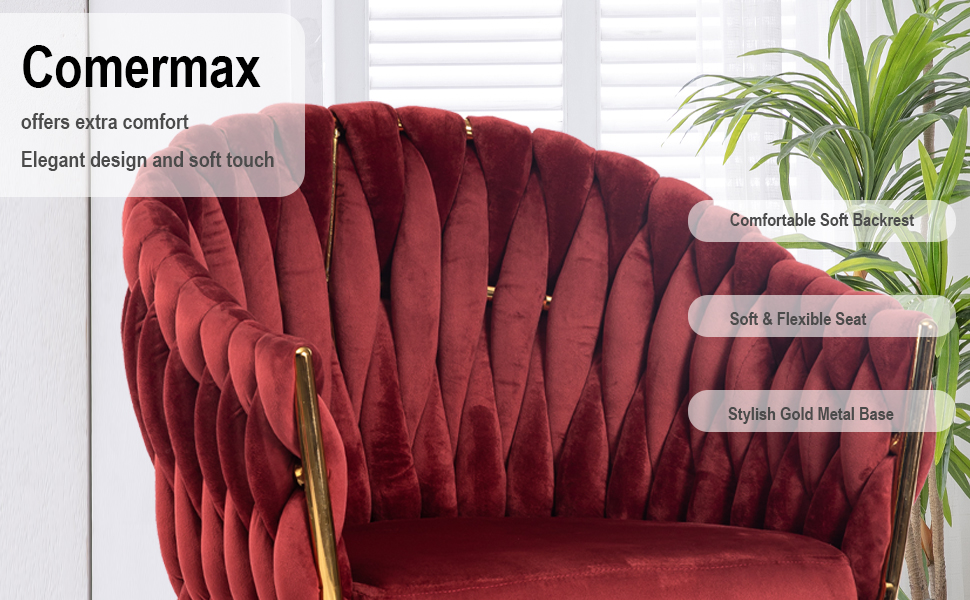 Comermax Velvet Office Chair, Vanity Chairs with Wheels