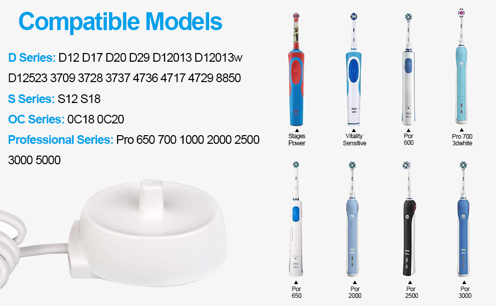 Electric Toothbrush Charger for Braun Oral B, Replacement Charger for