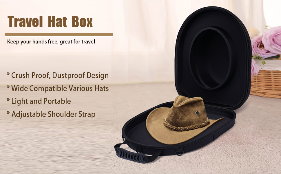 LOYALHEARTDY Travel Hat Box Case for Travel Fedora Panama Bowler Cowboy