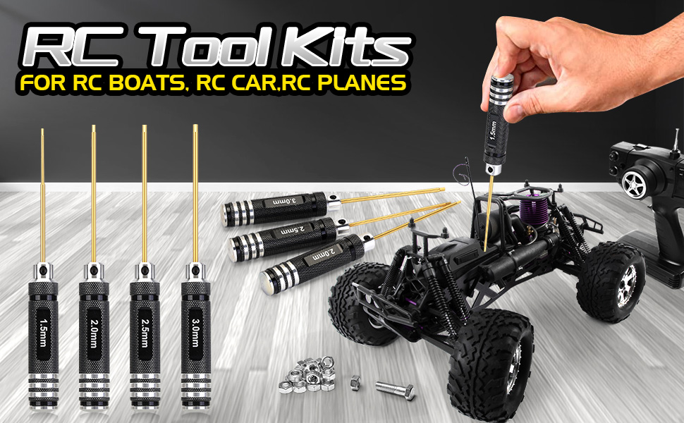 4pcs Hex Screw Driver, RC Tools Kit Hexagon Screwdriver Set with Cross