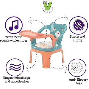 Vicky Plastic Baby Chair/Feeding Chair,Upto 20kgs,1-3 Years Safety Tray Chair/Eating/Toddlers Booster Chair/Portable High Chair for Kids (Green and Orange) Vicky Plastic Baby Chair/Feeding Chair,Upto 20kgs,1-3 Years Safety Tray Chair/Eating/Toddlers Booster Chair/Portable High Chair for Kids (Green and Orange)