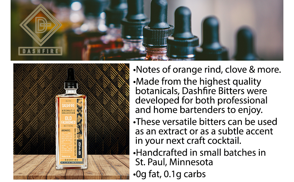 Dashfire Old Fashioned Cocktail Bitters 3pk, 100ml./btl
