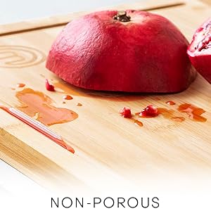 Pomegranate juice leaking onto board