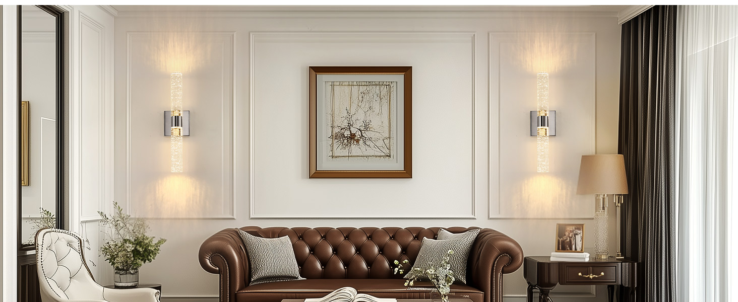Brushed Nickel  Modern Wall Sconces Set of Two