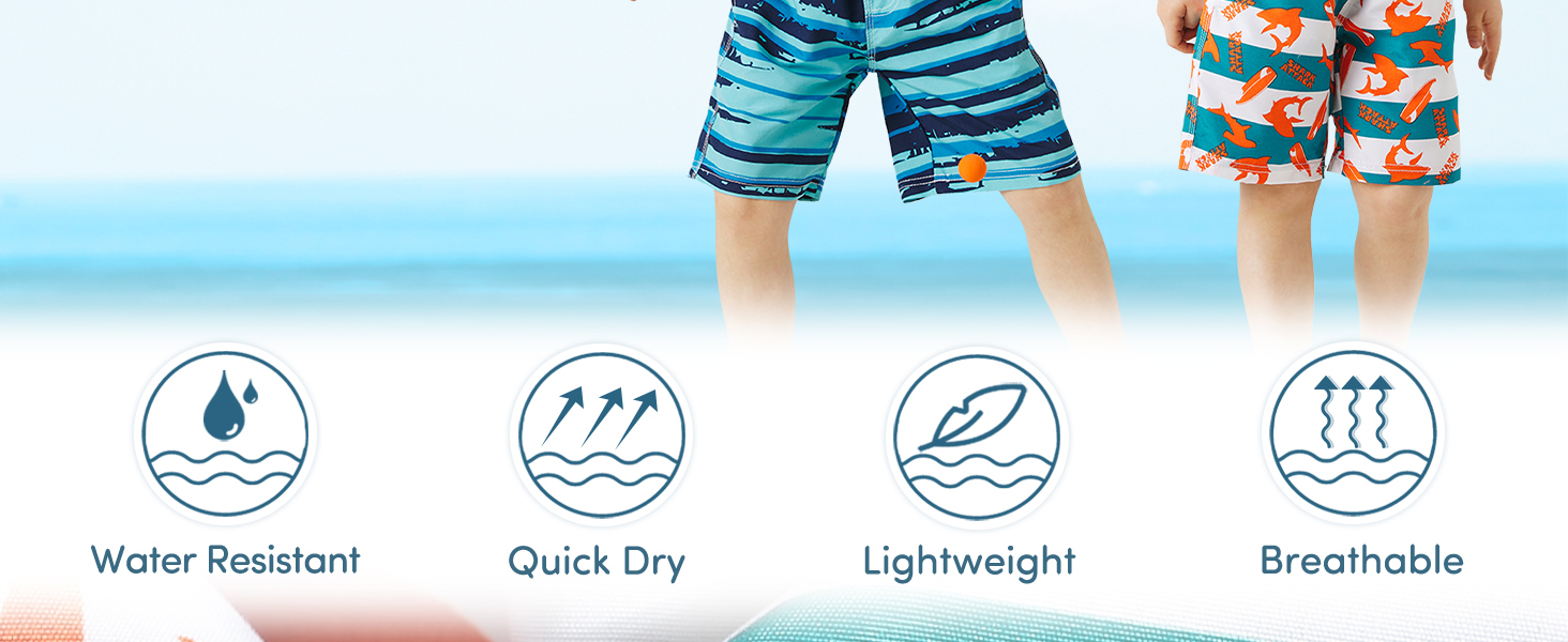 Domee Jungen Badehosen Schnelltrocknend Schwimmhose mit Netzfutter Verstellbarer Kordelzug