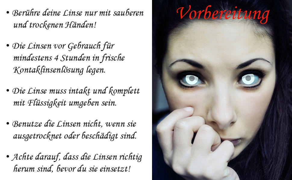 Vorbereitung, Kontaktlinse, White