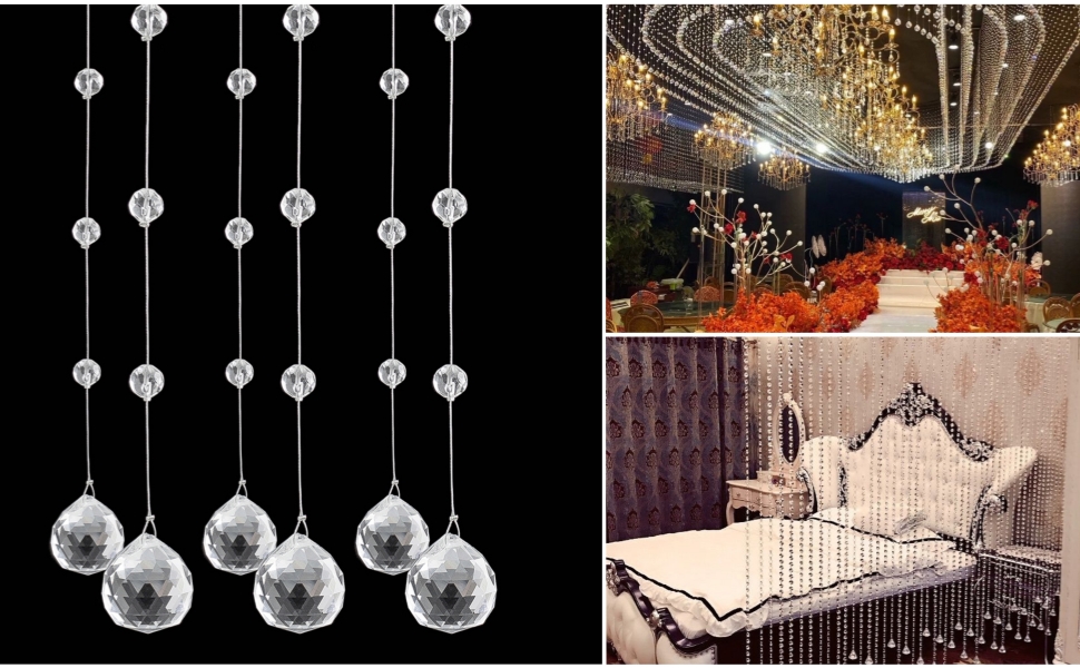 Crystal Glass Bead Curtain Home Decor Wedding Props Decor Curtain Christmas Tree Ornaments