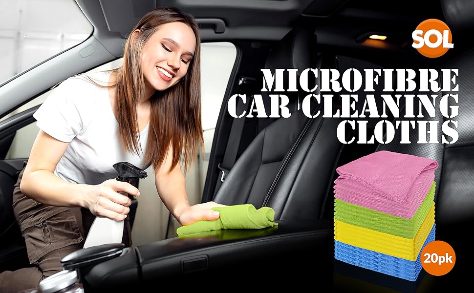 20pk Microfibre Car Cleaning Cloths 28cm x 28cm Microfibre Cloths Car Polishing Cloth Car