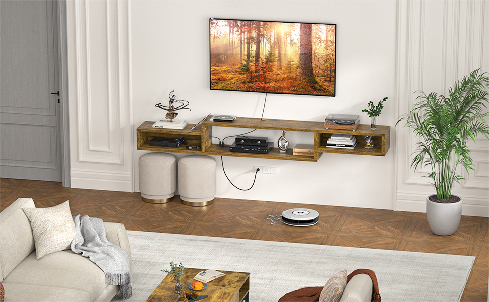Aheaplus Floating Wall Mounted Entertainment Center with