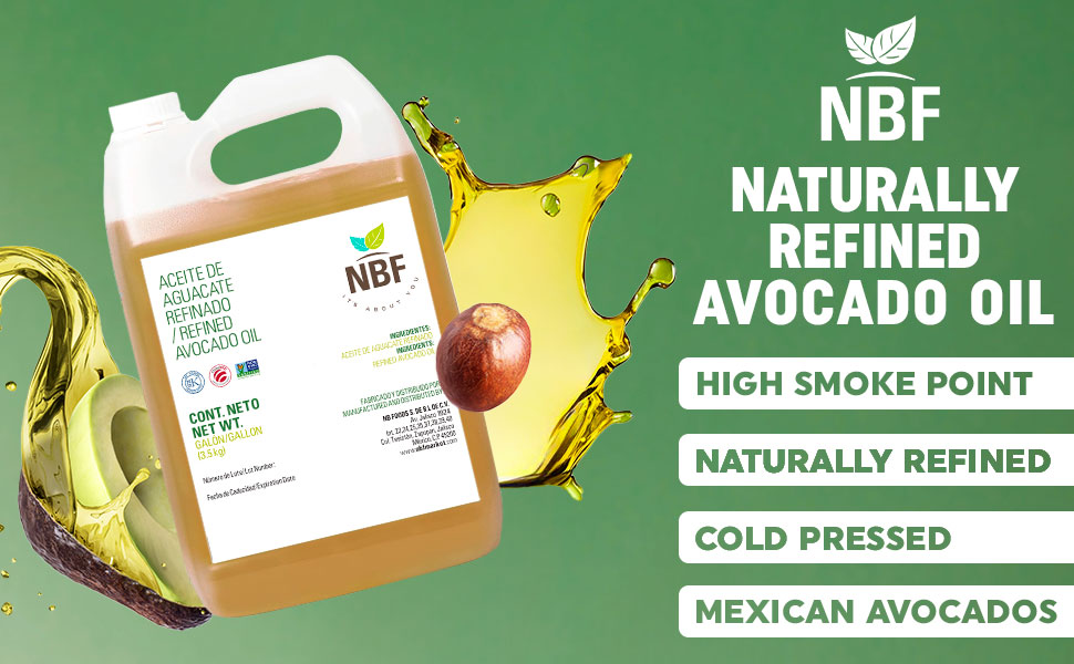NBF Naturally Refined Avocado Oil Gallon (128 FlOz) Bulk, 100 Pure, Cold Pressed