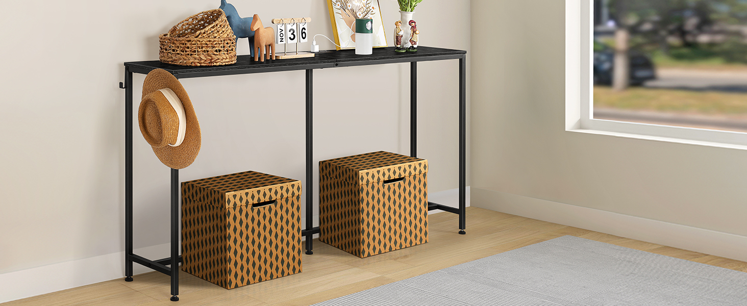 Black Console Table with Outlet Narrow Long Entryway Table Skinny Couch