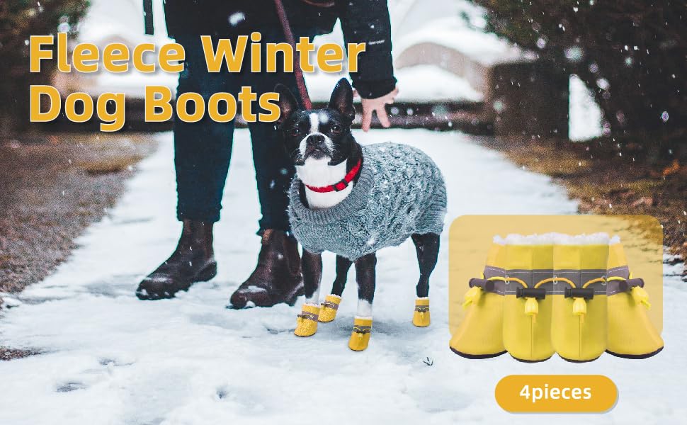 Dog Snow Boots with Fur Paw Protectors Shoes for Small