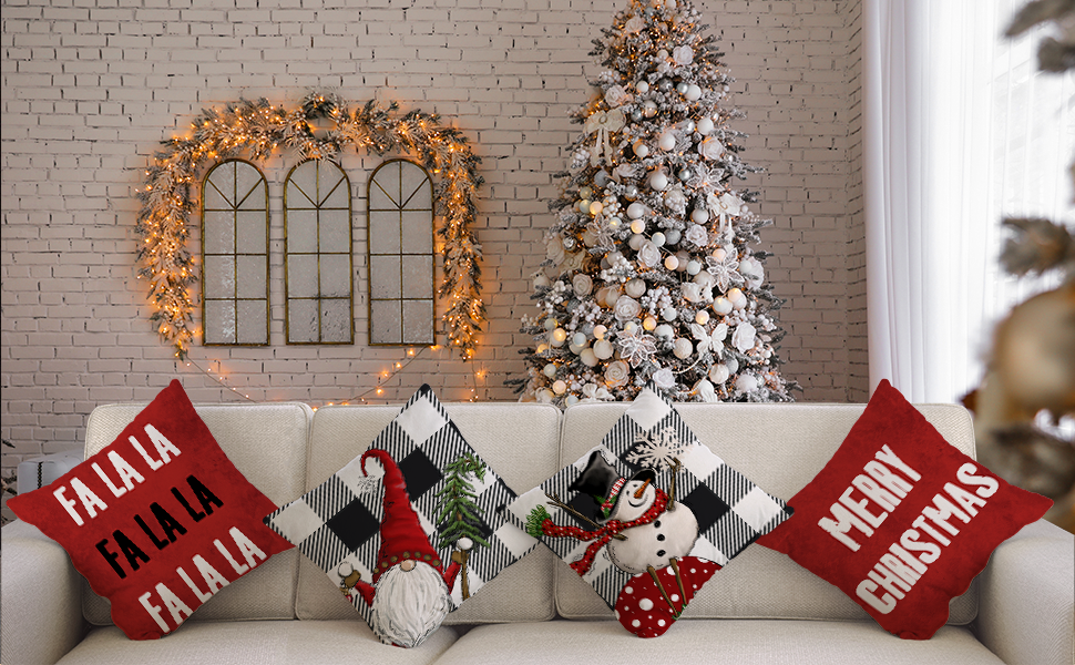 Artmag Christmas Decorations Pillow Covers 12x20 Set of 4, Decorative Farmhouse