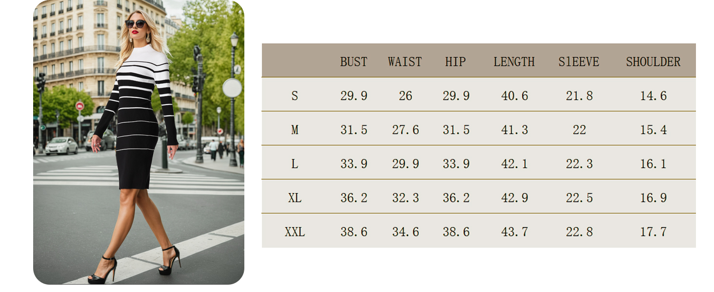 size chart of grecerelle fall sweater dress