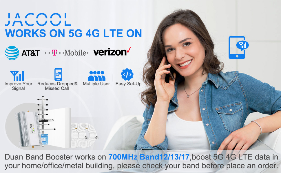 JACOOL Verizon Cell Phone Signal Booster T Mobile ATT Signal Booster 5G 4G LTE All