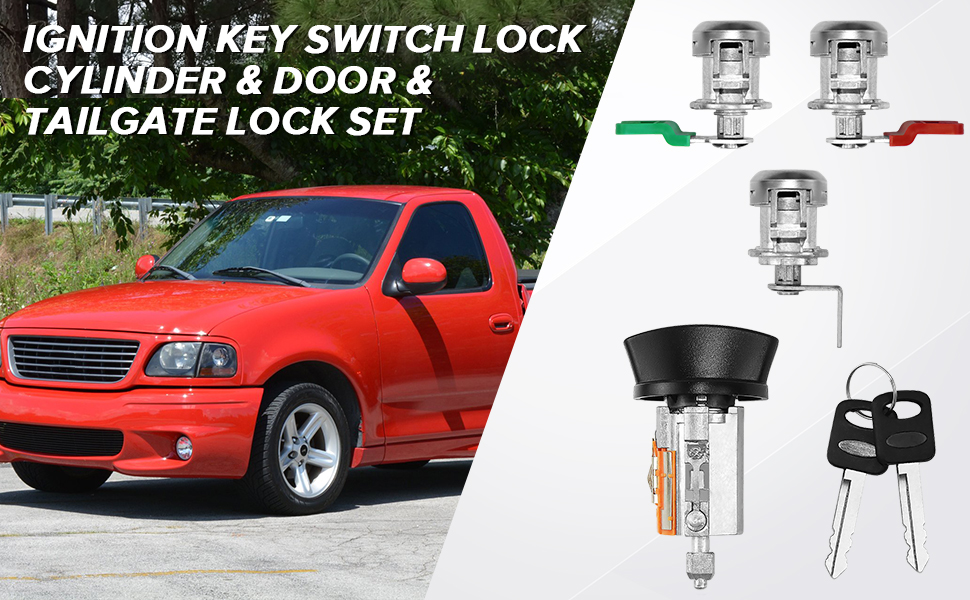 Ignition Key Switch Lock Cylinder & Door & Tailgate Lock Set